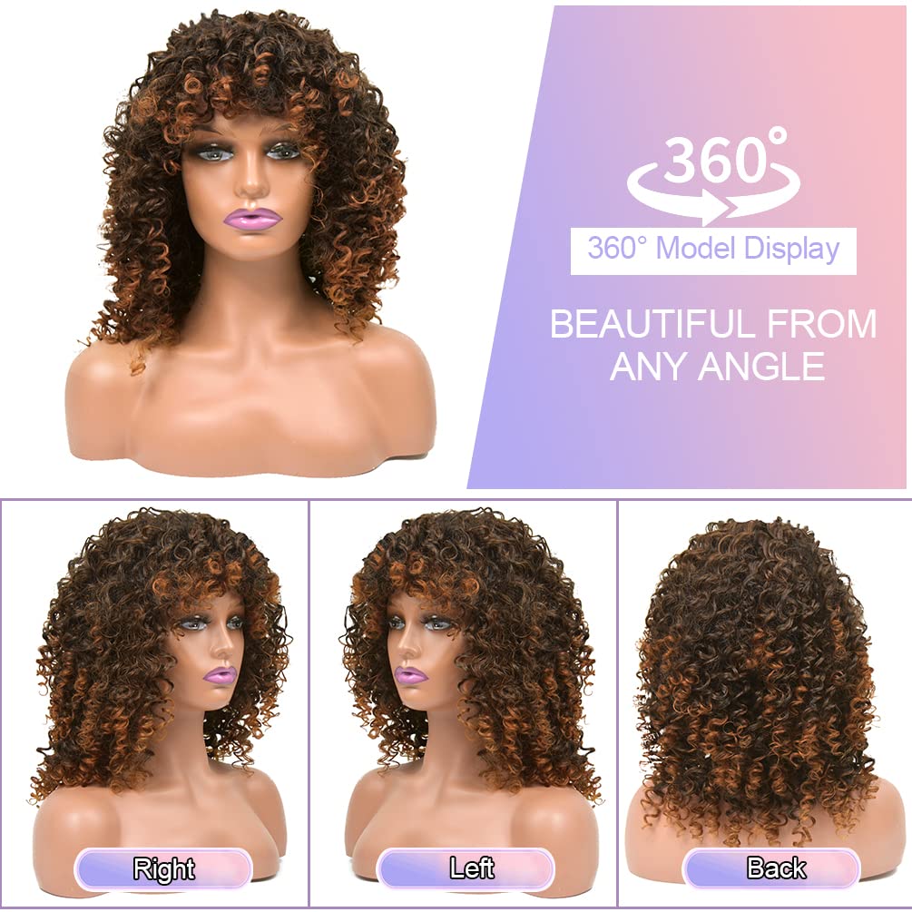 Amazon.com : ISWEET 14 Inches Soft Curly Afro Wigs With  display picture 3
