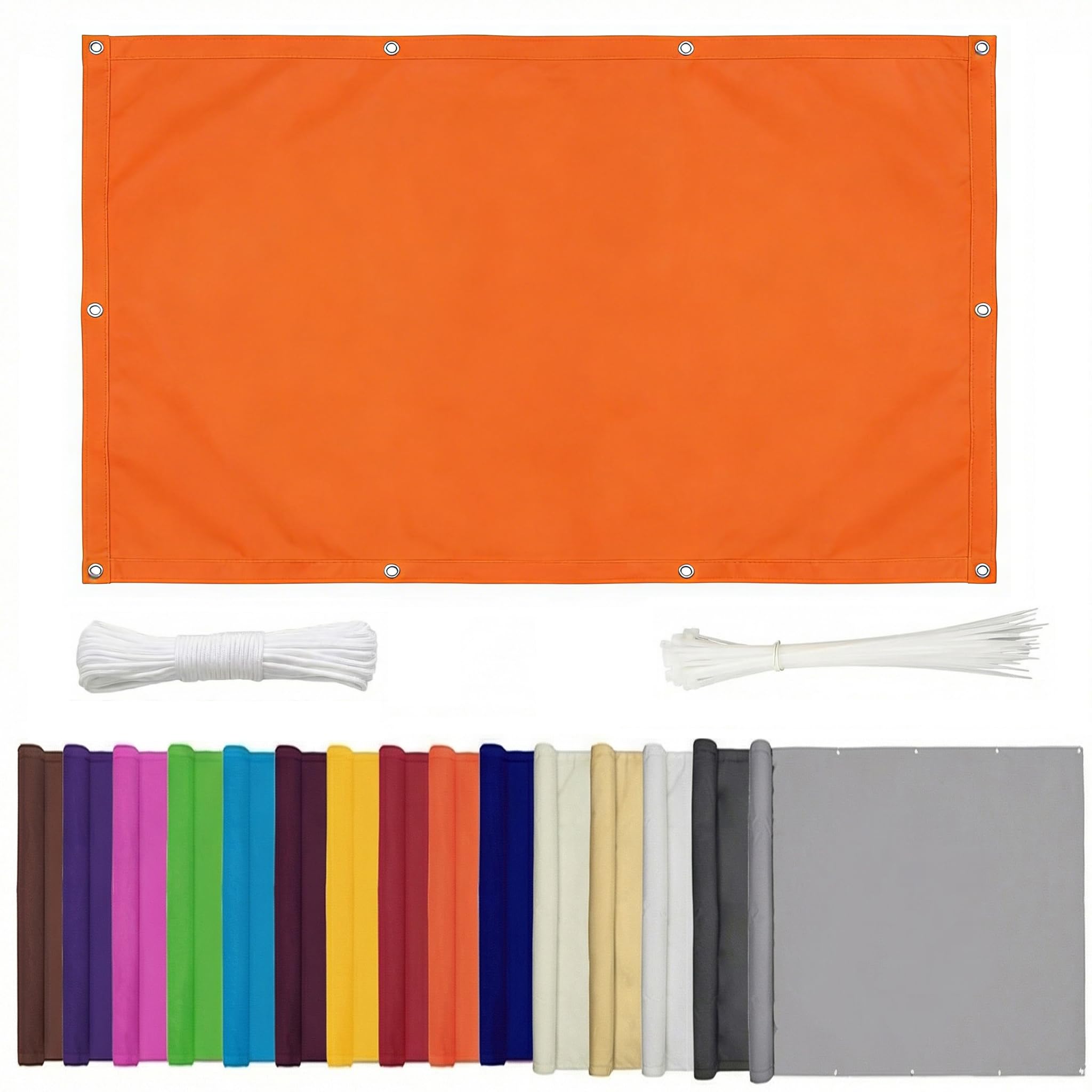 Luxurysail Balcony Privacy Screen PVC Anti-UV Fence Screen for Balcony Deck Patio Balcony Cover Sun Shade Windproof Waterproof with Cable Ties Orange 1x1.5m
