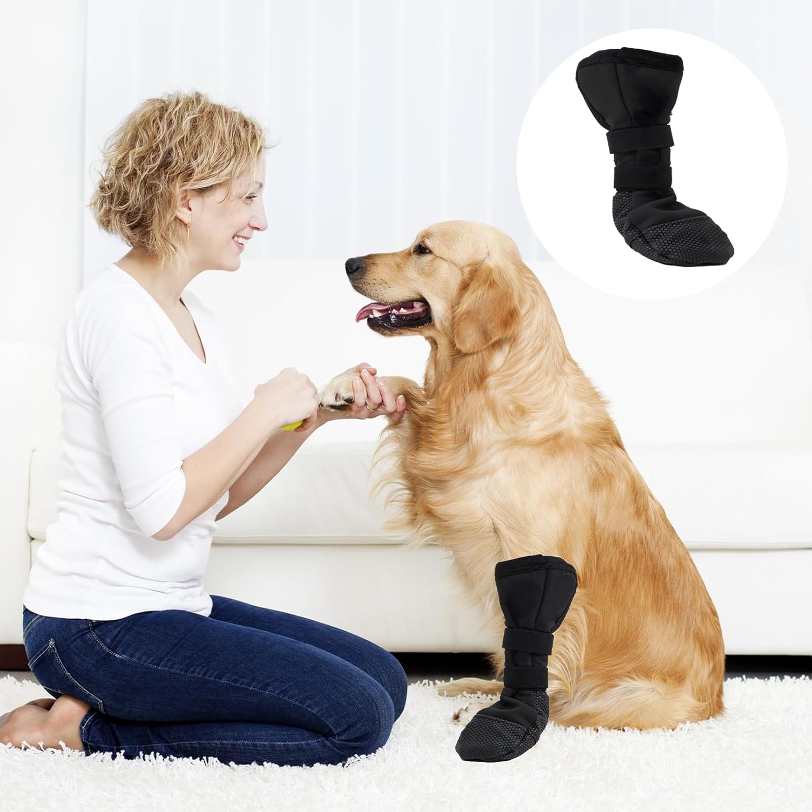 Chaussures pour Chien, Chaussettes Chien, Imperméable et antidérapant Bottes de protection pour pattes de chien Empêche les animaux domestiques de lécher leurs plaies Protégez le chien blessé