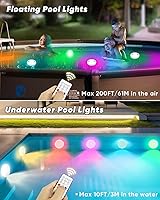 Vista 2 de Luces de piscina, luces LED sumergibles recargables actualizadas con control remoto, 16 colores IP68, luz subacuática impermeable para piscina