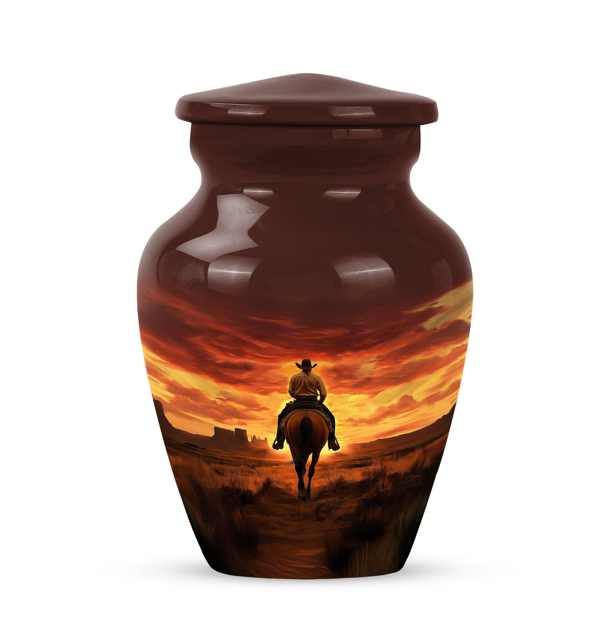 Cowboy Urn - Small Urn for Human Ashes Keepsake - Urn for Ashes Adult Male - Urn for Ashes for Women - Cremation Urns for Human Ashes - Size 3 Inch, Pack of 1
