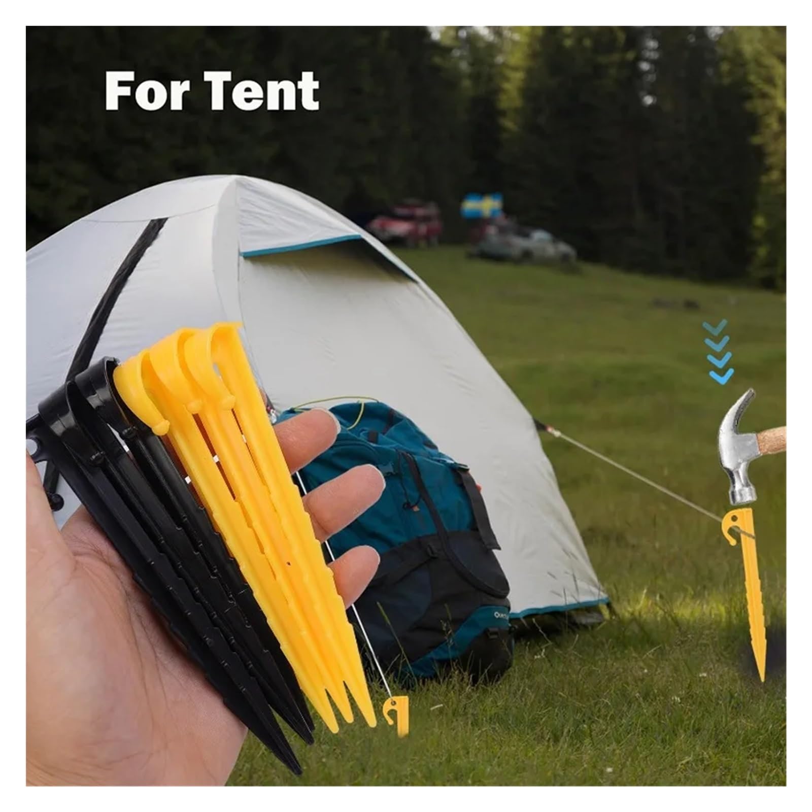 Piquets de Tente en Plastique, 20/50 pièces, Accessoires Clous, Camping Plein air, Piquet Triangulaire au Sol, auvent, Outils pour Camping, Tonnelles(Orange,20pcs)