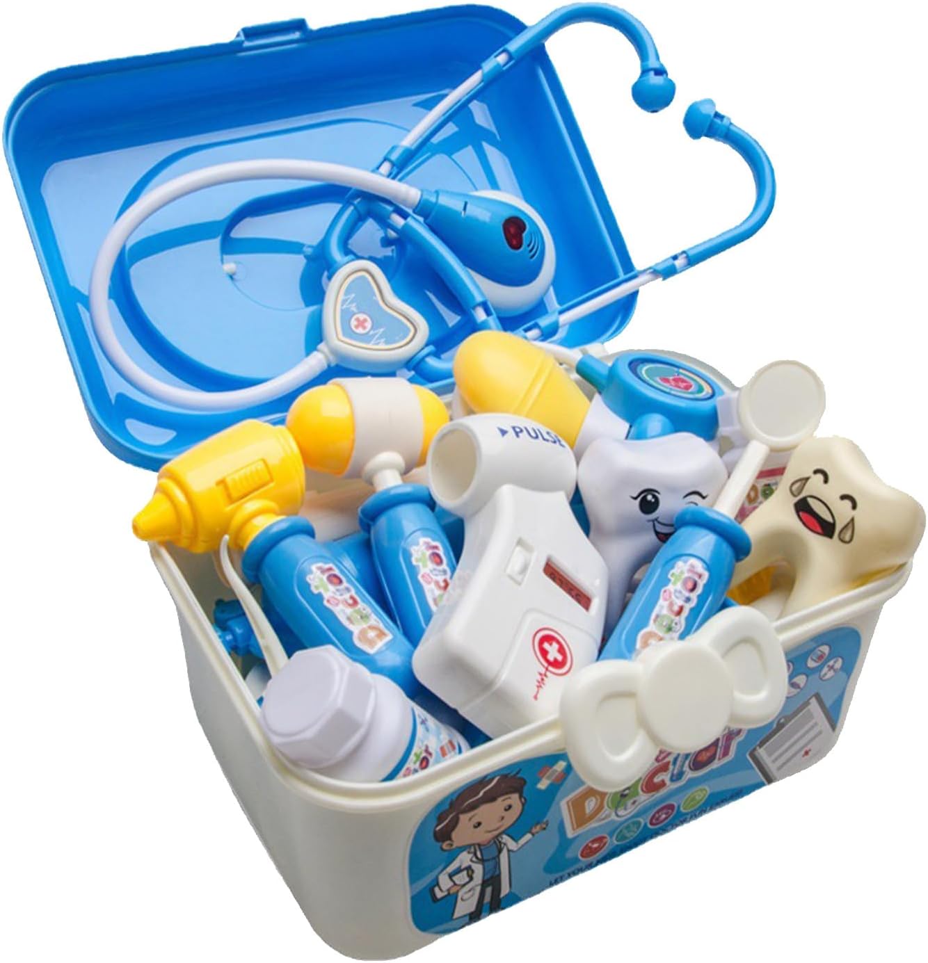 Generic Doctor Kit for Kids 33 Pieces Blue Plastic Doctor Toys with Storage Box for and Learning