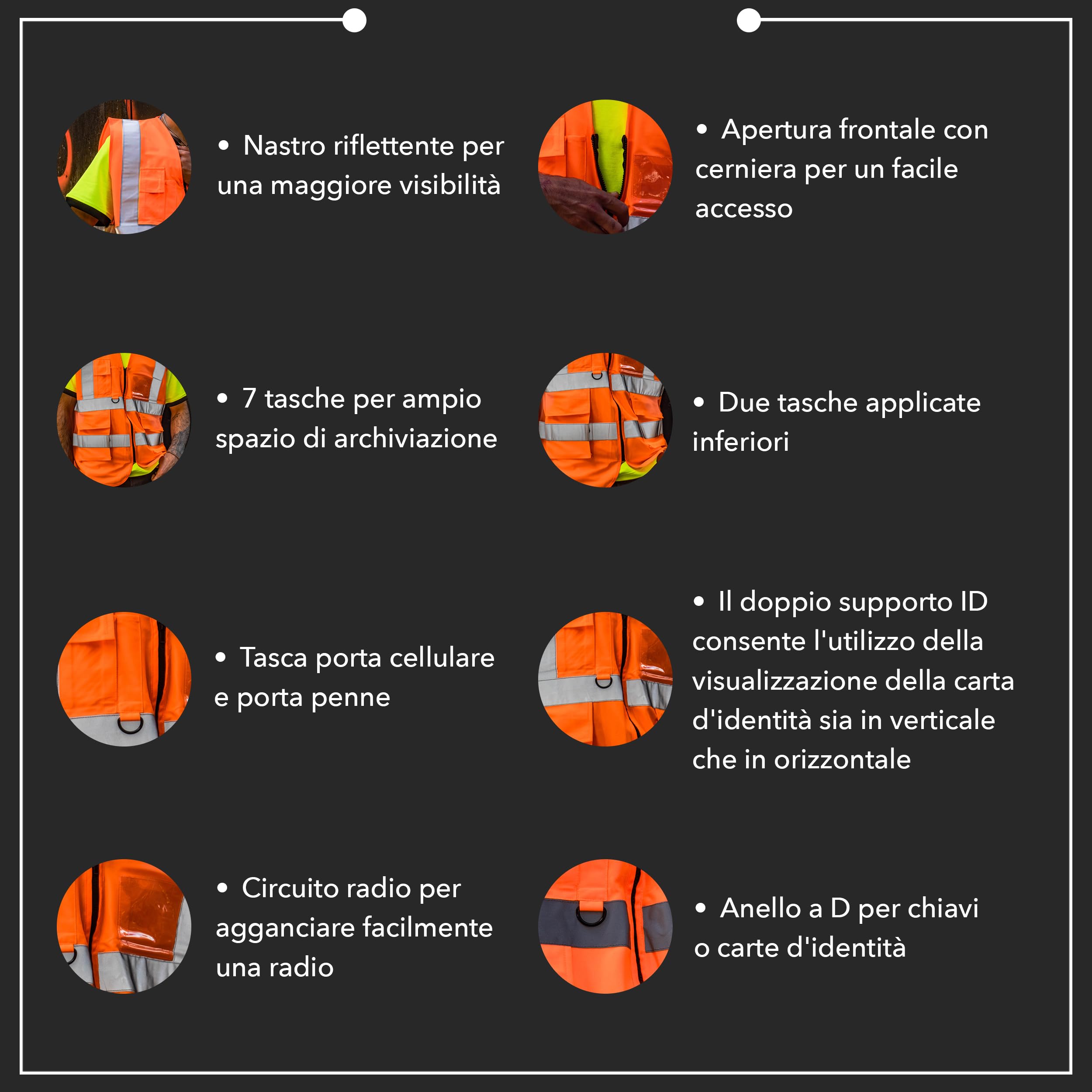Giubbotto riflettente di segnalazione - Gilet di sicurezza riflettente - Gilet ad alta visibilità per uomo e donna - Gilet visibile per lavoro, ciclismo, edilizia - Arancia - M