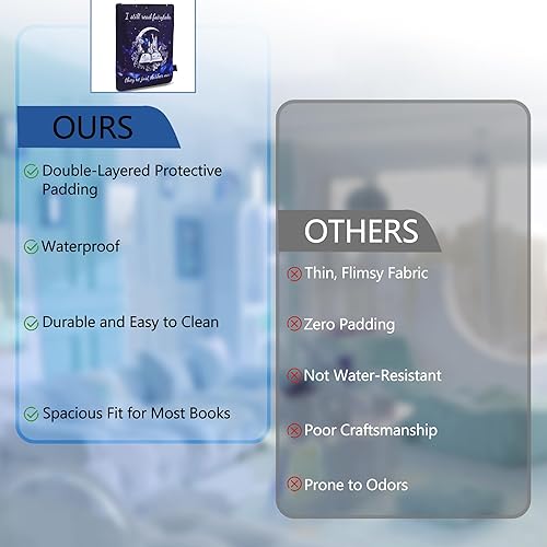 Miniatura 7 de LParkin Funda de libro con cremallera, I Still Read Fairytales Are Just Darker Now Book Protector, Funda protectora de tela lavable para amantes del