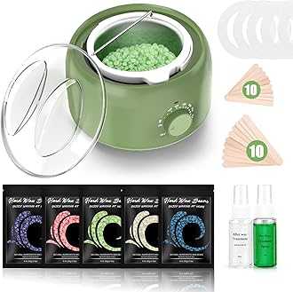 Waxing Kit - Wax Warmer for Hair Removal, Hard Wax Kit with 14oz 5 Bags Hard Wax Beans for Full Body, Legs, Face, Eyebrows, Bikini, Brazilian Waxing Kit for Women Men