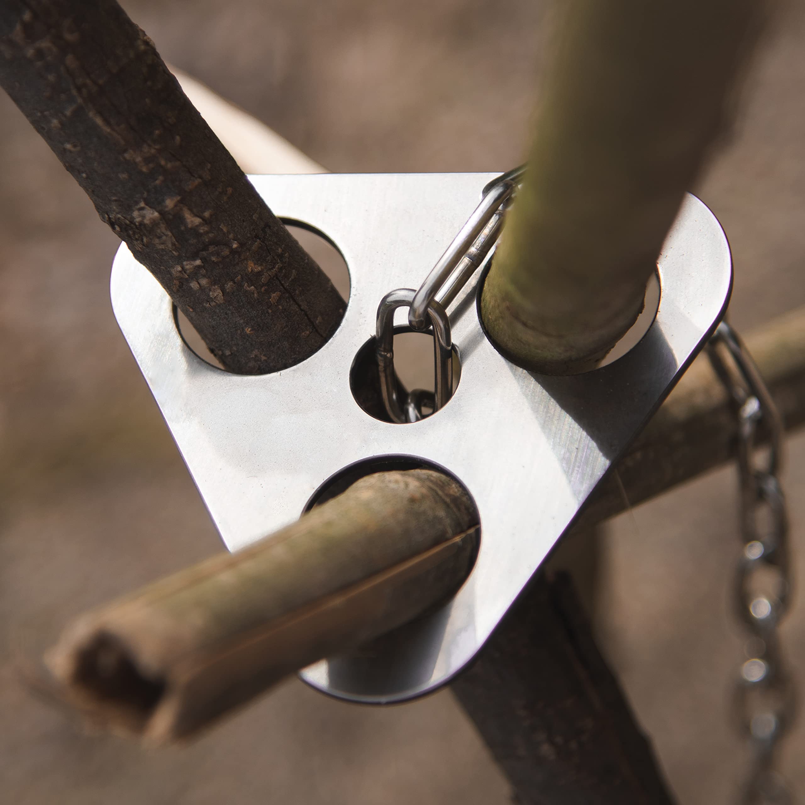 Camping Tripod Board Hiking Gear Cookware Cooking Set Campfire Accessories for Outdoor Cooking Portable Tripod Equipment Supplies of Stainless Steel Camping Set, Silver