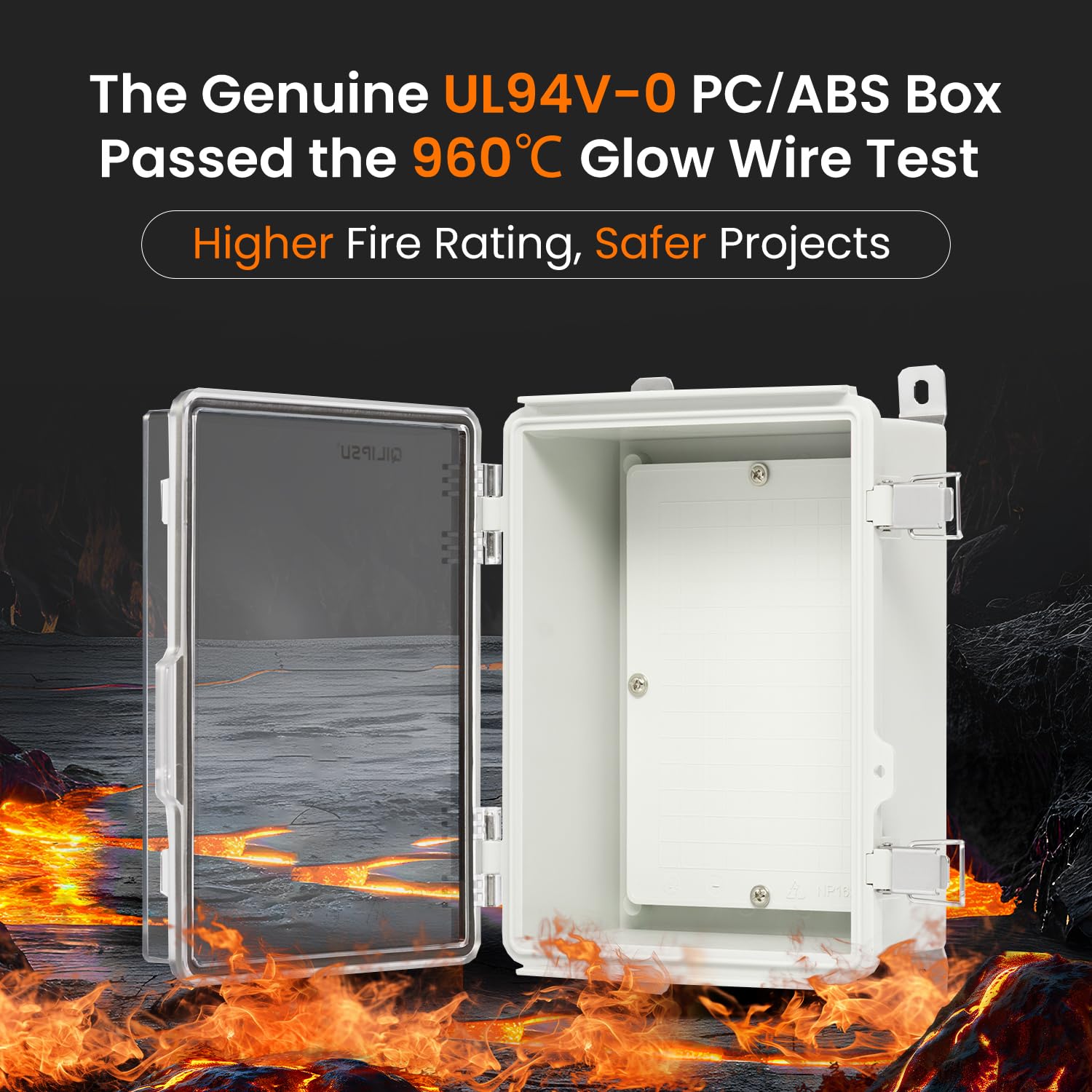 QILIPSU UL94-V0 Outdoor Electrical Box 8.3"x6.3"x3.9" Waterproof Junction Box Weatherproof PC/ABS Alloy Plastic IP66 Project Electric Enclosure Clear Hinged Door