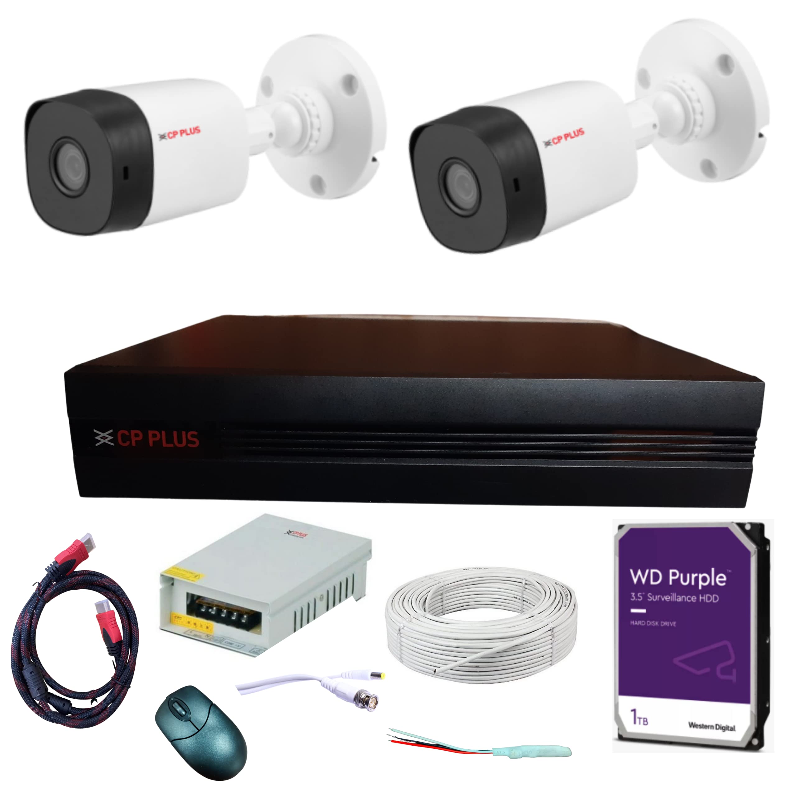 CP PLUS 2 CCTV Camera Full Set with WD 1TB/ 4 CH DVR 265+/ CP 2.4MP Outdoor -2 Nos/CP SMPS/ CP HDMI/ 3+1 Cable Bundle 90 Mtrs- 1 Nos (1 BNC & DC Free)-image-44