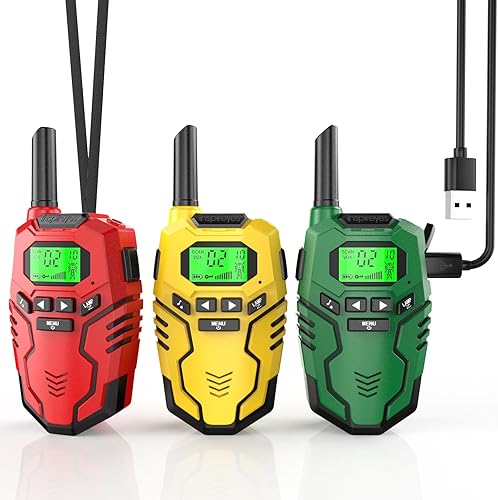 Walkie Talkies Juguetes para niños recargables, radio de 2 vías de largo alcance, playa al aire libre, camping, viaje por carretera, juguetes para