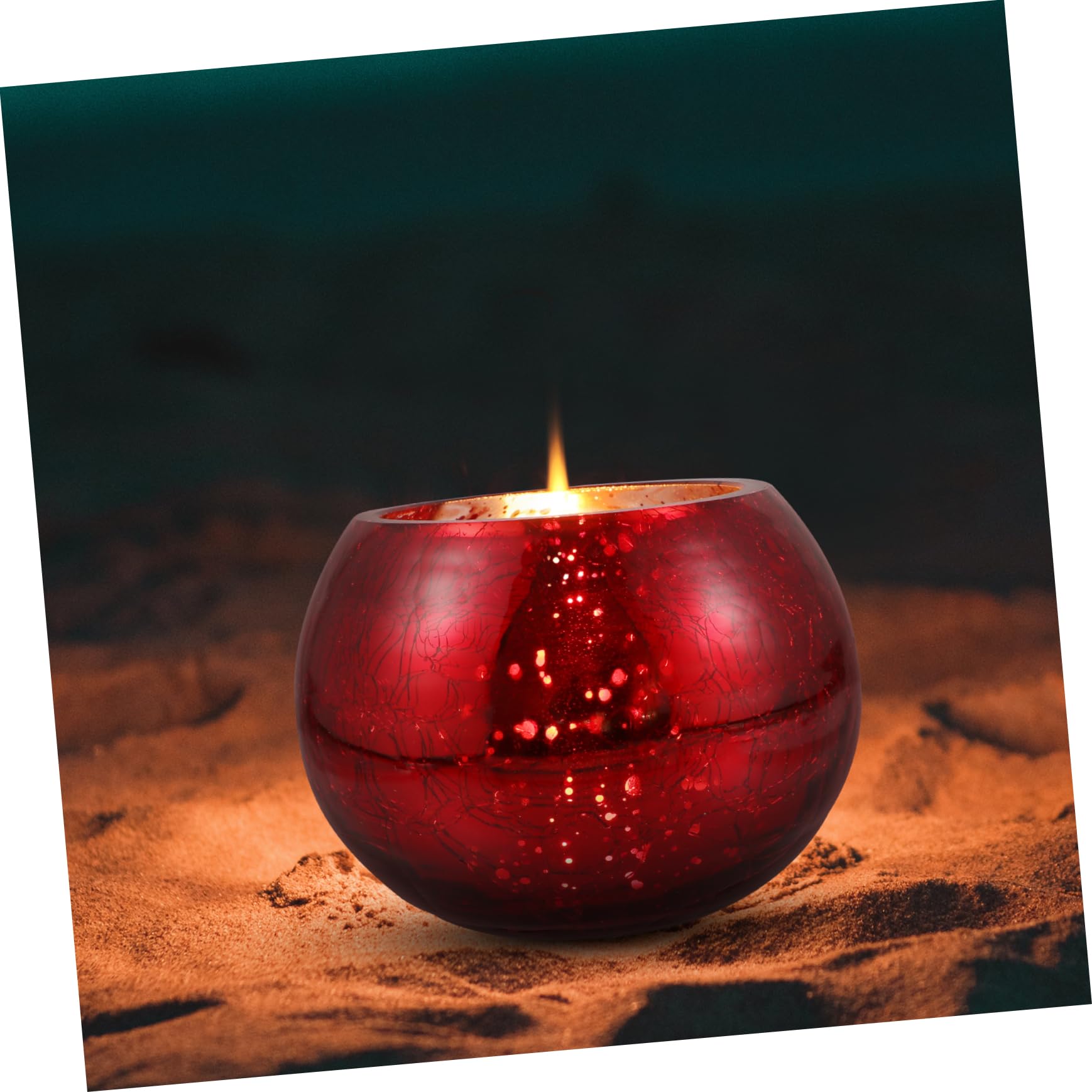 Portavelas de Té de Vidrio Rojo para Hogar, Decoración Creativa | Cristal, Ambiente Relajante, Opción para Obsequio y Elaboración de Velas Aromáticas