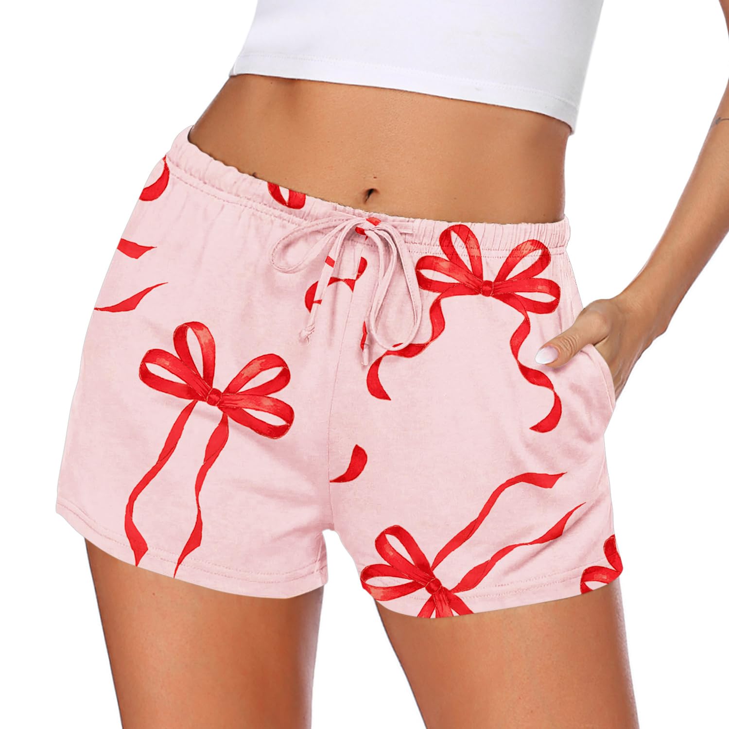 Ekouaer Women Pajama Shorts Comfy Lounge Bottom with Pockets Stretch Strip Sleepwear Drawstring Pj Bottoms Sleep Shorts