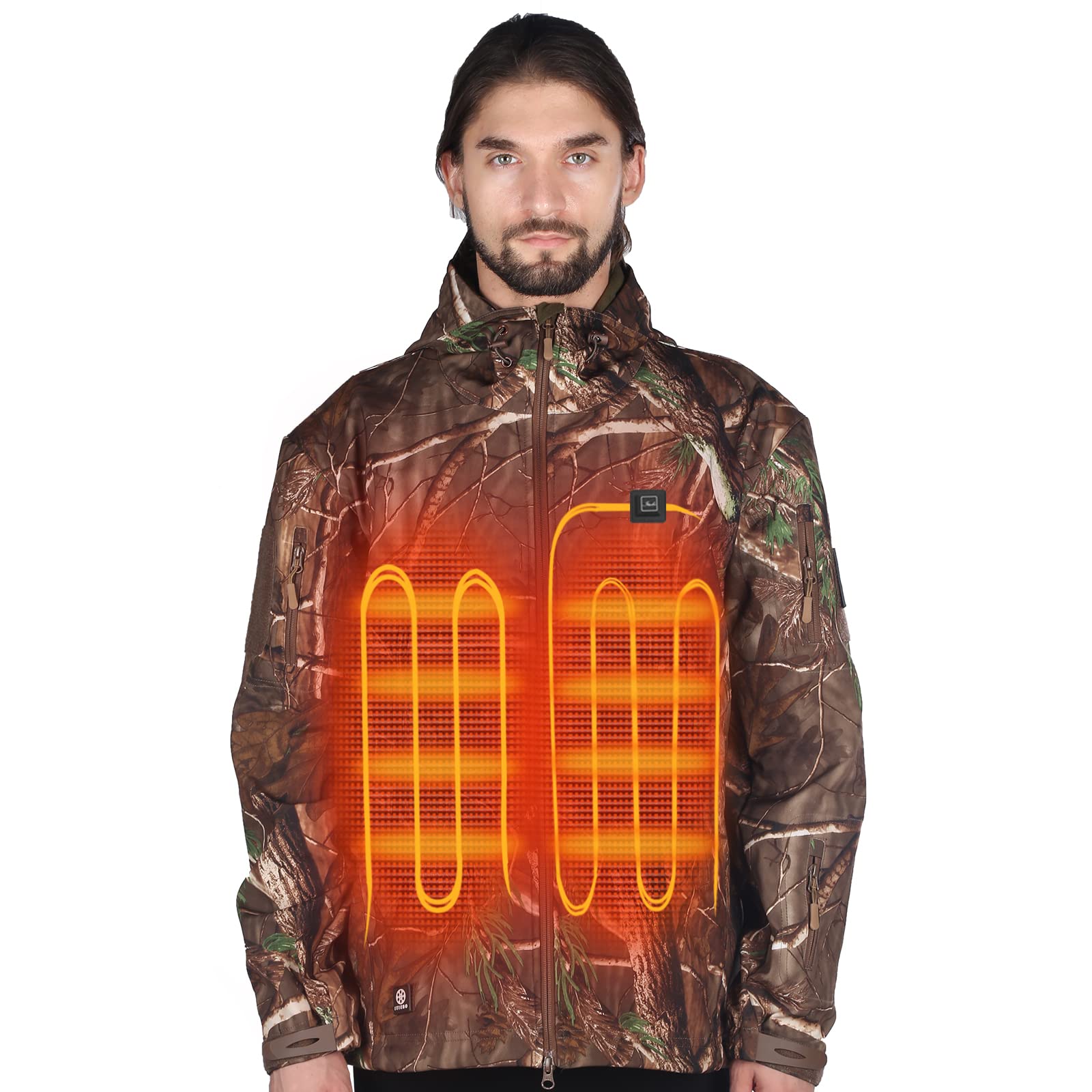 Heated Hooded Jacket with 20W 8500mAh Battery Pack 165℉ 10hrs for Outdoors