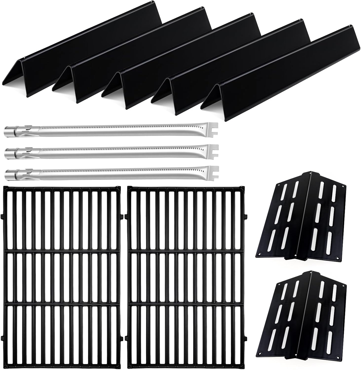 Genesis Grill Parts for Weber Genesis E310 with Porcelain Flavorizer Bars 7524 Cast Iron Grill Grate 7622 Heat Deflector and 62752 Gril Burners for Weber Genesis 300 Series, Genesis E330 S330
