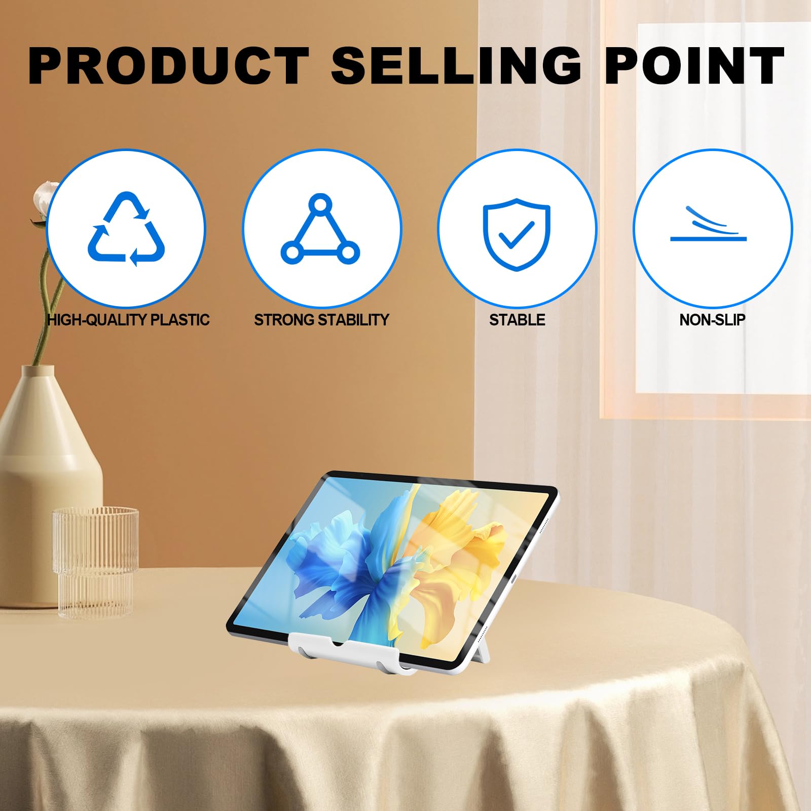 4 Soportes de Mesa Ajustables y universales para móviles, Soporte Plegable Antideslizante de plástico para Escritorio, Compatible con Smartphones y tabletas de 4 a 11 Pulgadas