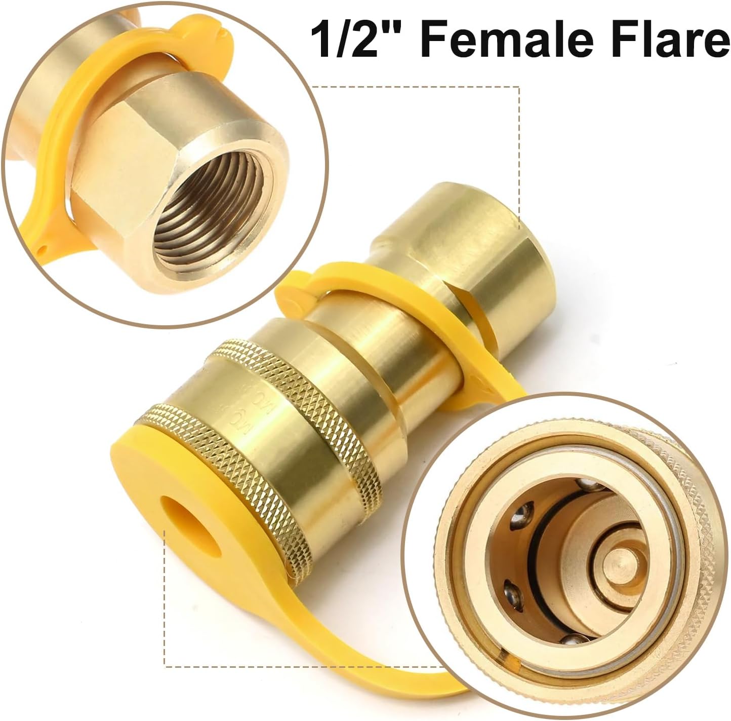MDEOOSKY 1/2" Natural Gas Quick Connect Fittings Kit, Natural and Propane Gas Hose Quick Connect Disconnect Plug Set with Dust Cover for Natural Gas Pipelines Natural Gas Grill