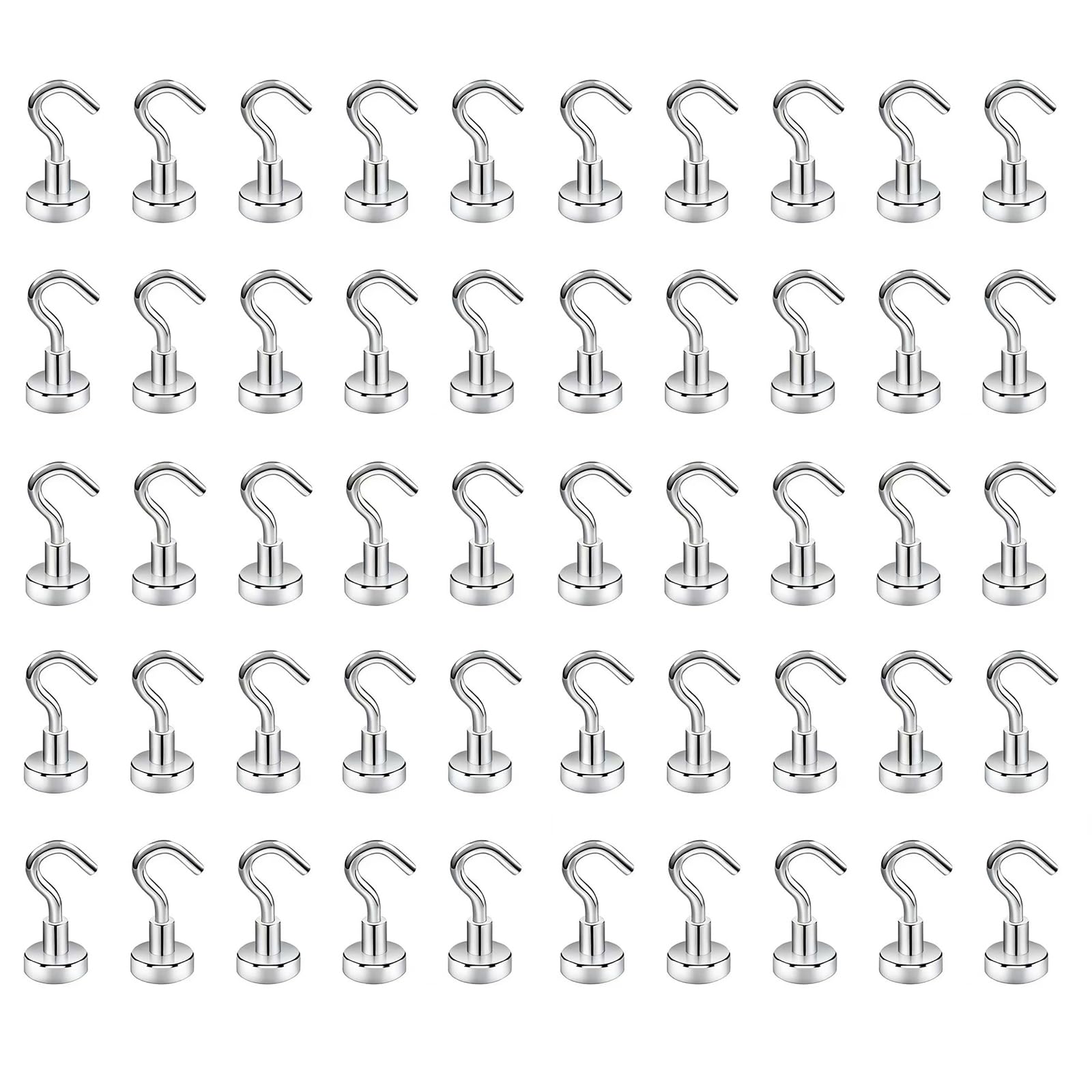 SZAXCCOM 50 Pack Magnetic Hooks Heavy Duty Strong Magnets with Hook Extra Super Cruise Hook for Cruise Cabin Kitchen Fridge Classroom Office Camping Silver 16mm