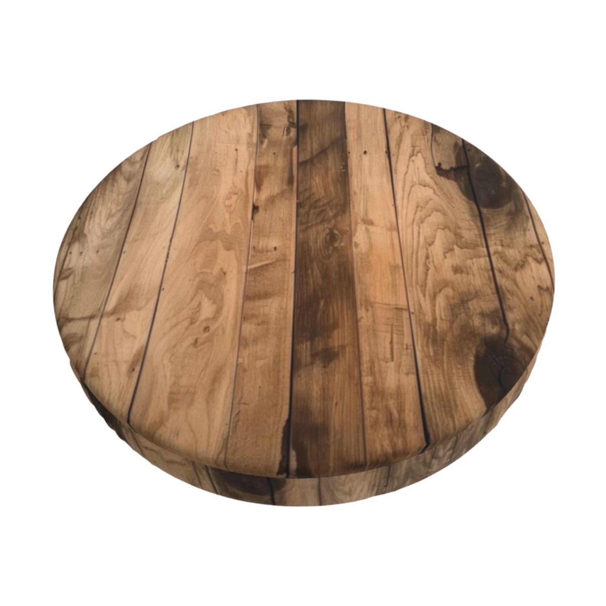 Velvet Round Stool Covers, 3 Layers Bar Stool Covers with Thin Pad, Brown Wood Stool Seat Slipcover Washable Bar Stool Chair Covers for 12-14" Round Barstool