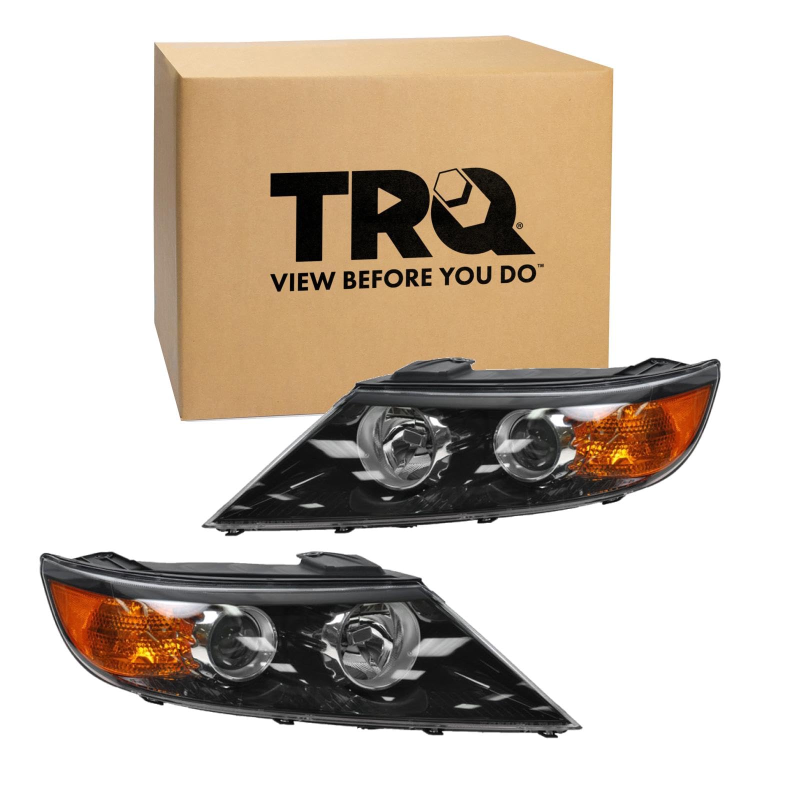 TRQ Driver and Passenger Side Headlight Assembly Set Halogen for 2011-2013 Kia Sorento