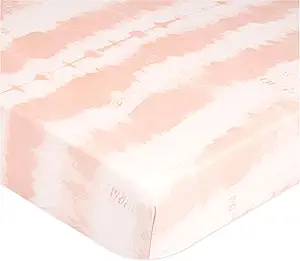 Crane Baby Soft Cotton Crib Mattress Sheet, Fitted Sheet for Cribs and Toddler Beds, Pink Tie-Dye, 28”w x 52”h x 9”d
