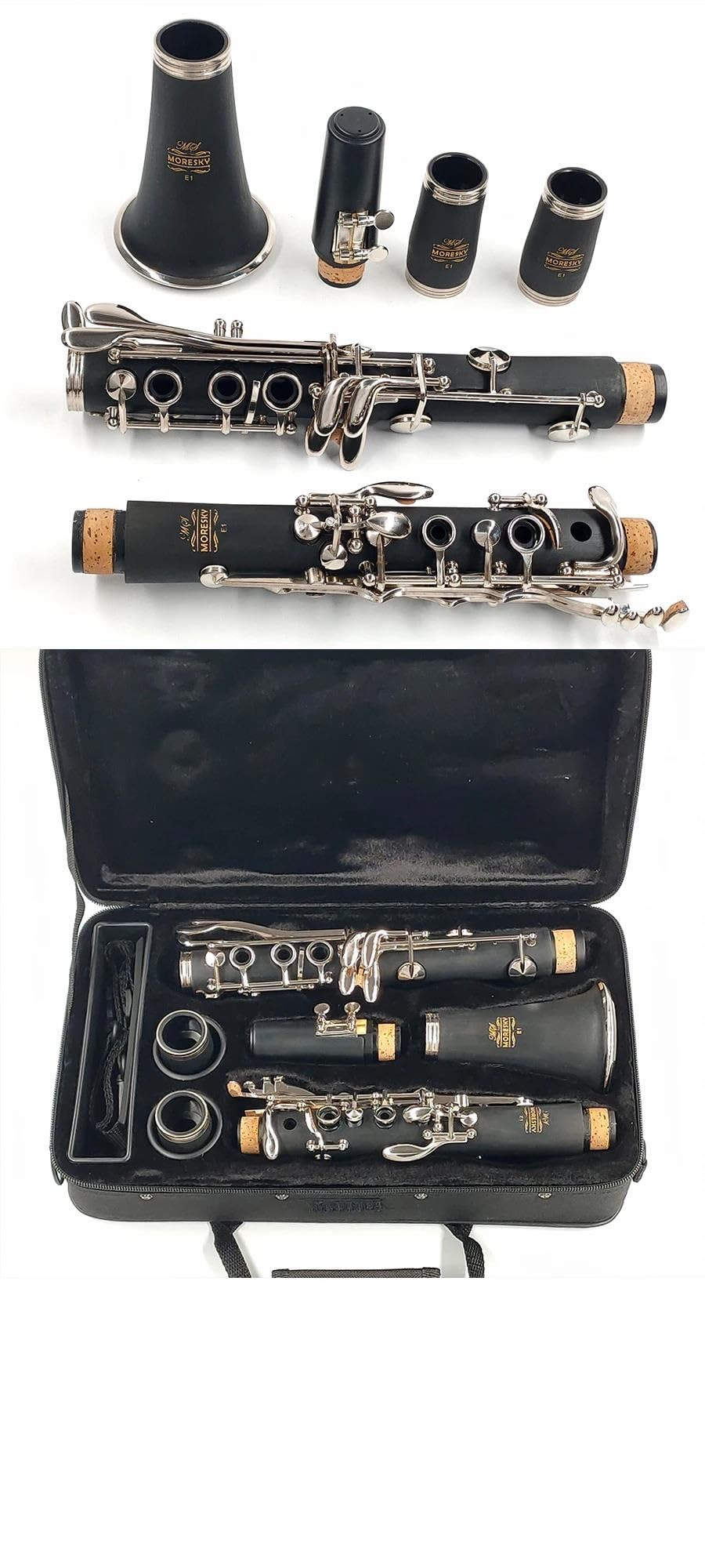 Clarinete Principiantes Clarinete Si Bemol 17 Teclas | Cuerpo de resina ABS.(E111)