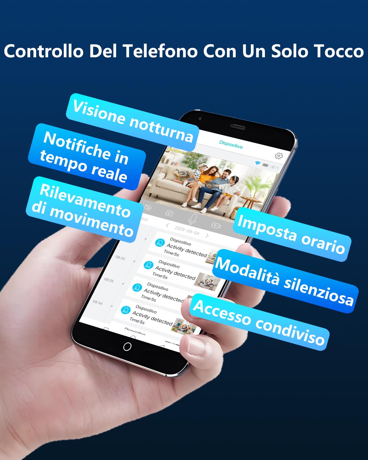 Mini Telecamera, 4K Videocamera Sorveglianza Interno, Telecamera Spia con Visione Notturna, Basso Consumo e Lunga Durata 50 Giorni, Prova Cloud 30+ Memoria Locale, per Casa/Animali Domestici Sicurezza