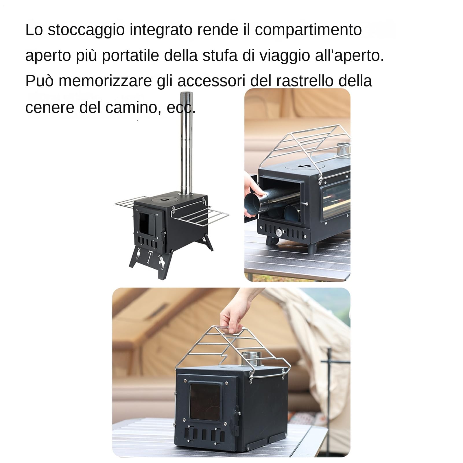 Fornello Portatile a Legna da Esterno Multifunzionale Pieghevole Leggera | Stufa A Fuoco Da Campeggio Per Cucina All'Aperto Escursionismo Zaino In Spalla Sopravvivenza Picnic
