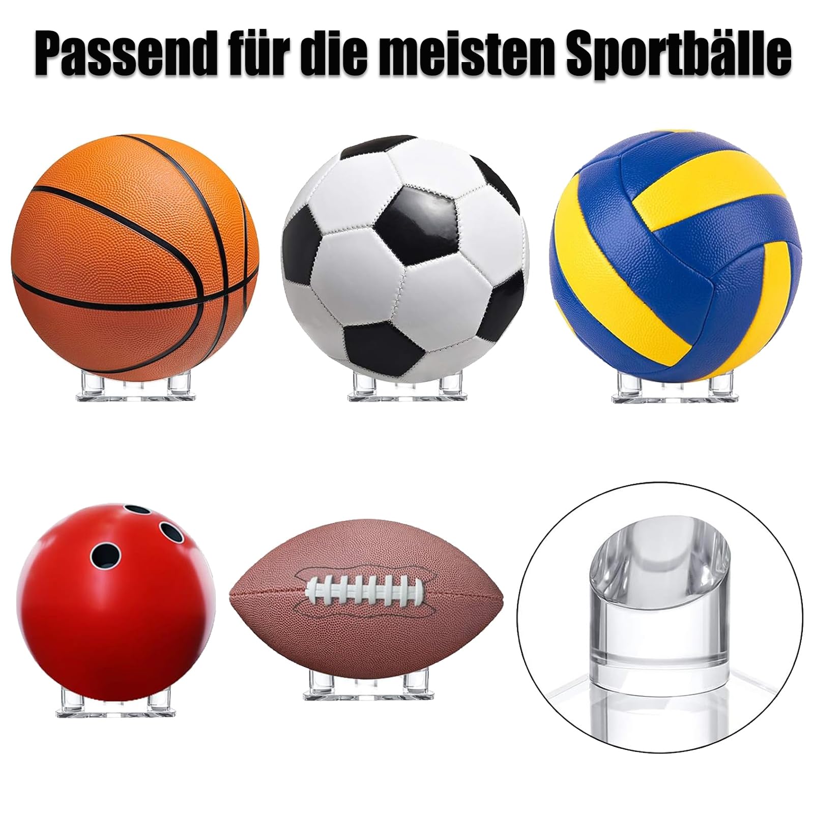 Soporte para balón de acrílico transparente, soporte de exhibición para fútbol y baloncesto