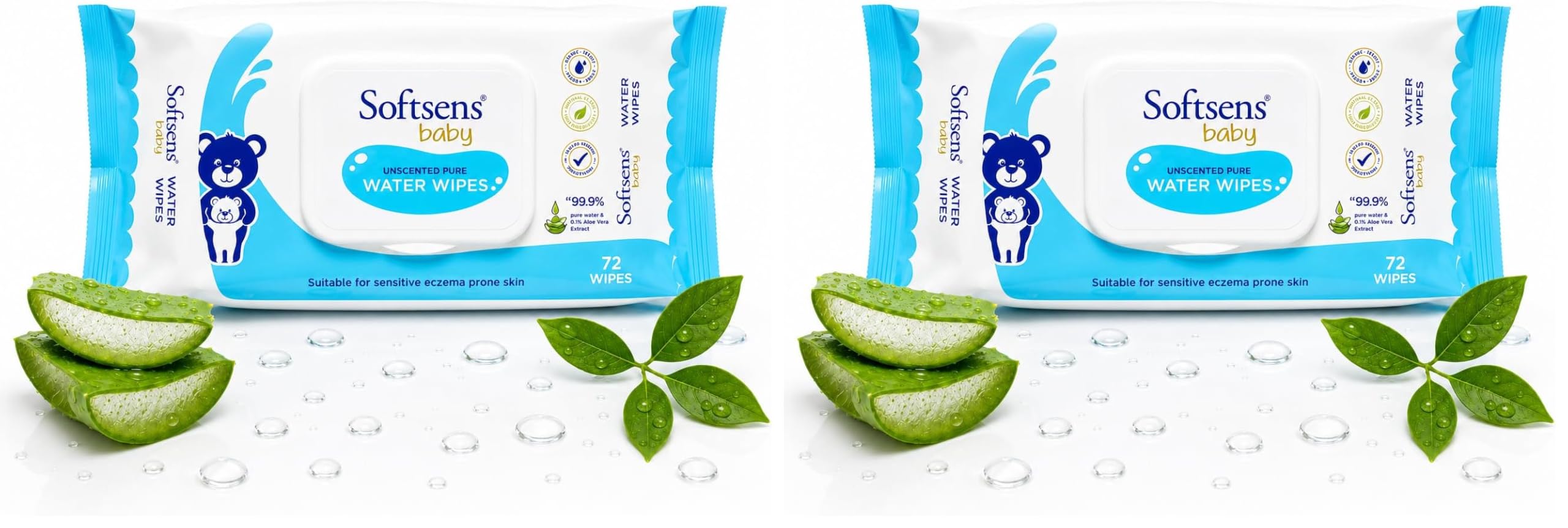 Softsens Baby 99.9% Pure Water Wipes | Pure Aloe Vera Extract Wipes For Babies (Pack of 2)-image-36