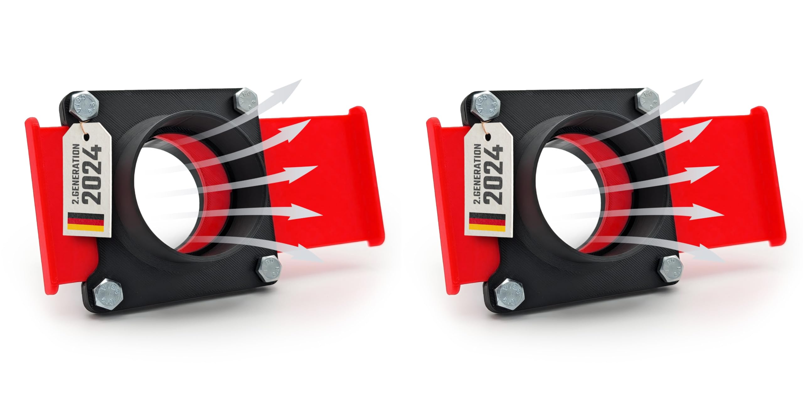 BlastGate - Set di 2 valvole a saracinesca da 50 mm DN50 per officina, aspirazione del flusso d'aria, robusta valvola a scorrimento PLA grigio/rosso per controllo della polvere, lavorazione del legno