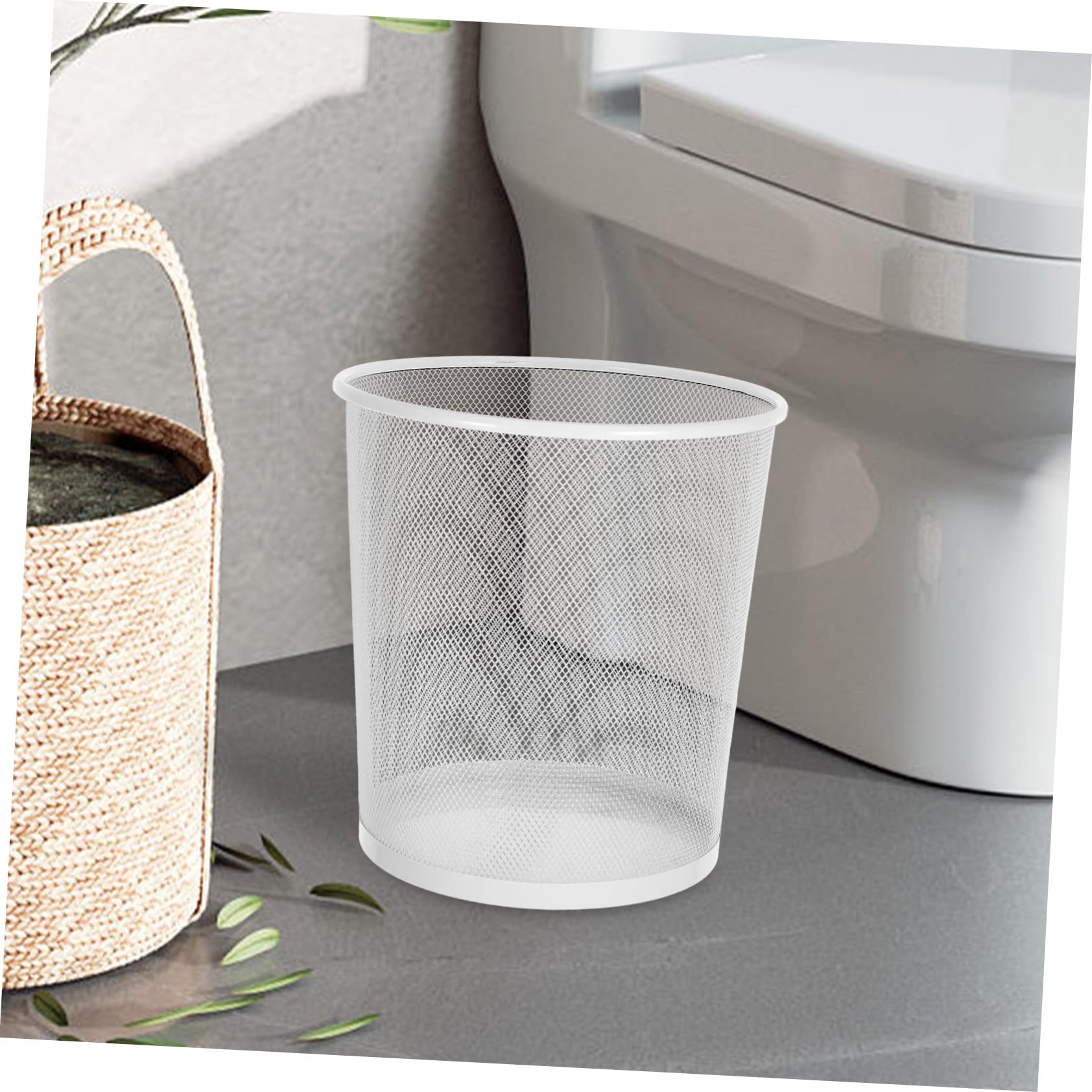 SHINEOFI Cestino Gettacarta Rotondo in Ferro Battuto 12l, Bidone della Spazzatura da Cucina Piccolo e Resistente, Accessorio per Ufficio e Camera da Letto Apertura Ampia per Raccolta
