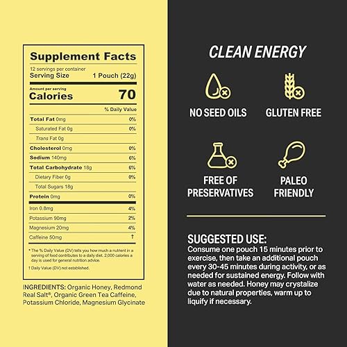 Miniatura 2 de HNY+ Buzz - Geles energéticos de miel natural, geles energéticos a base de miel orgánica cruda con electrolitos y cafeína natural, Goo de