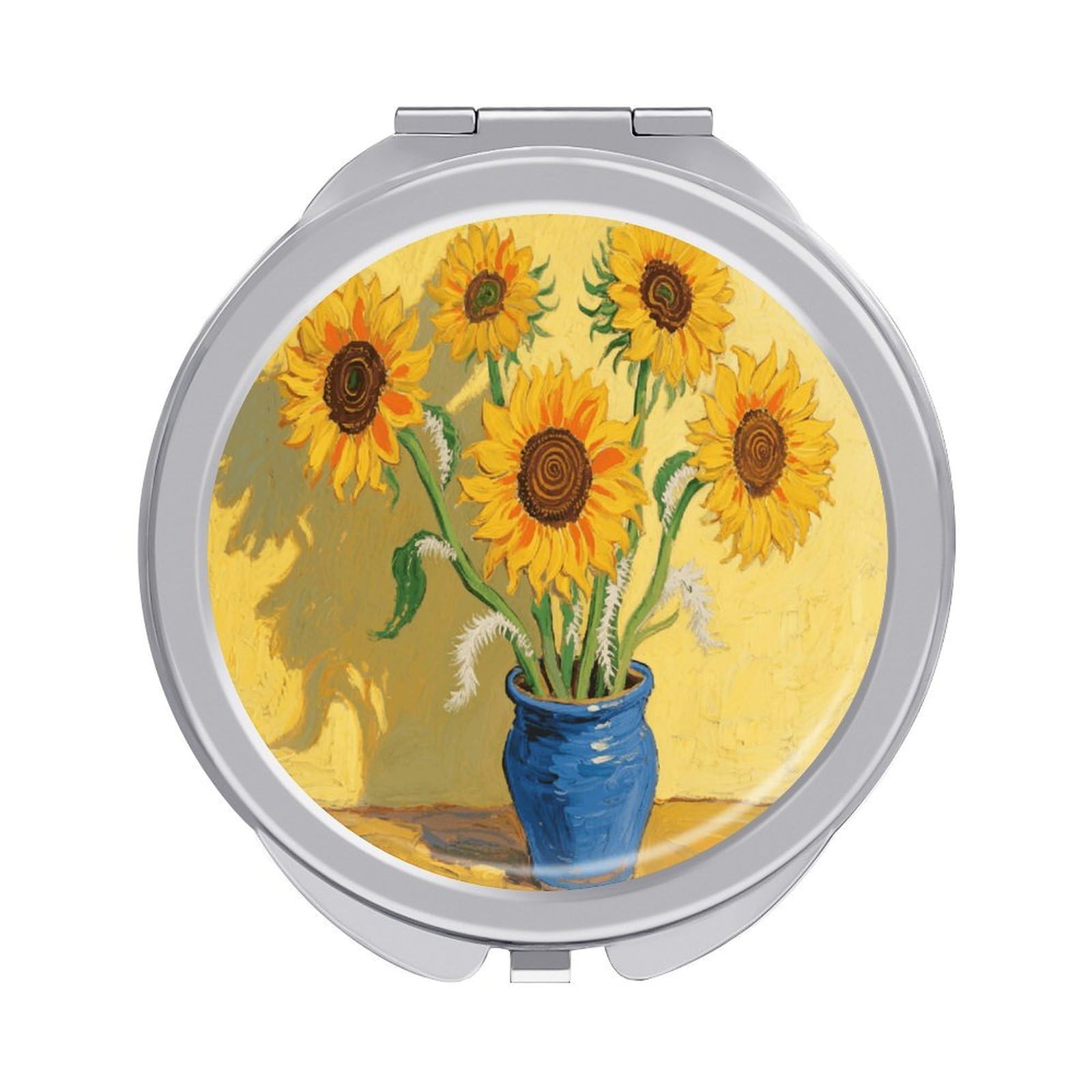 VstaDank Sunflower Travel Makeup Mirror 2 X /1 X Magnifying Mini Vintage Pocket Mirror for Purse Small Portable Folding Small Round Mirrors Portable Vanity Mirrors for Women