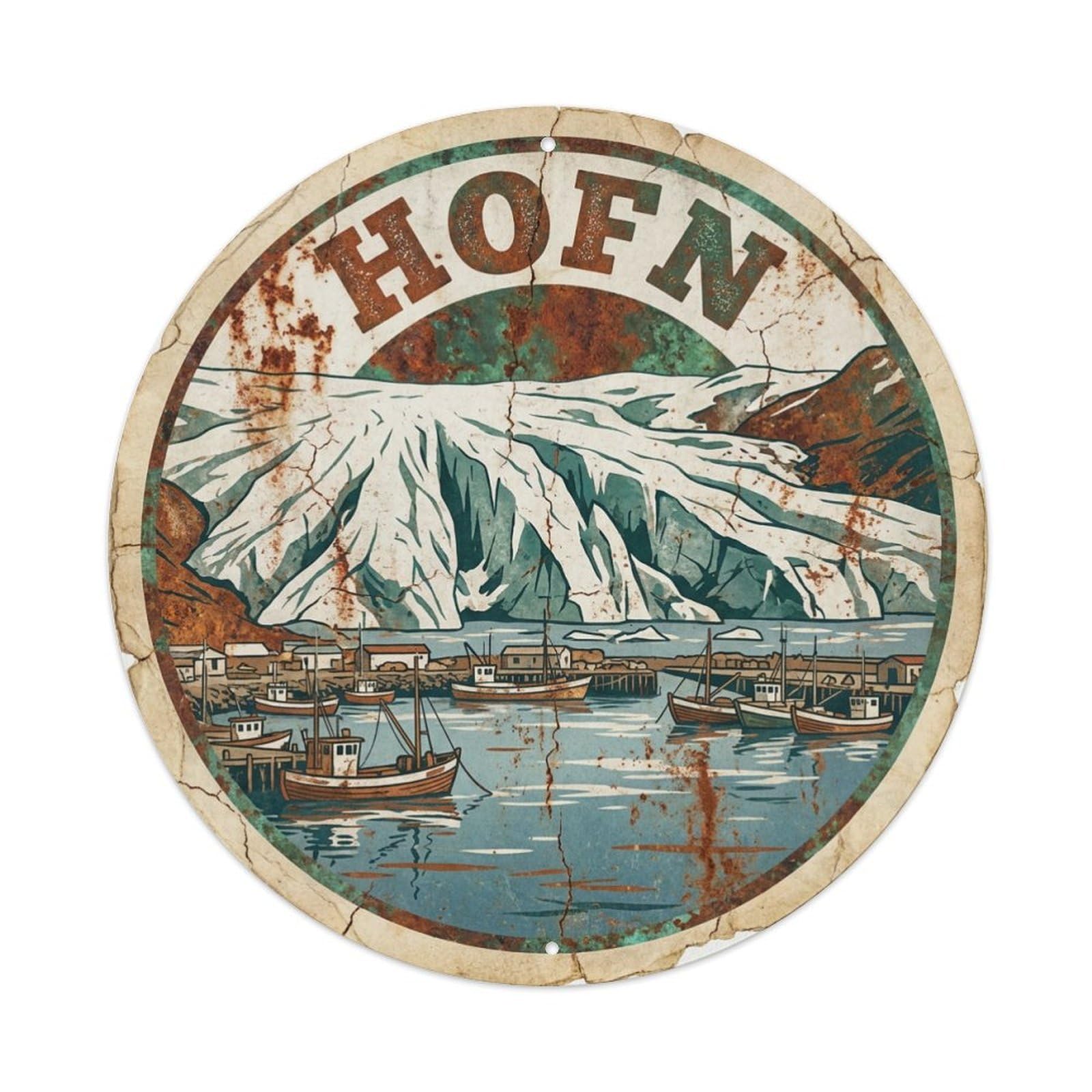 Iceland Vintage Travel Hofn Metal Tin Sign