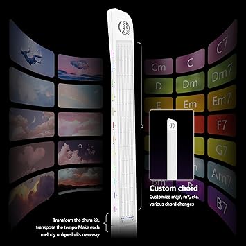 Smart Guitar, No Strings Attached, App Control, Foldable Electric Guitar, Headphone Jack, for Beginners (White)
