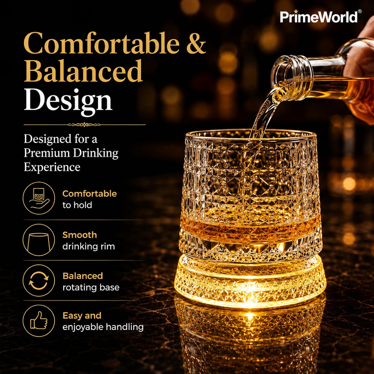 LED Revolving Whiskey Glasses - Rotating Crystal Tumblers -5