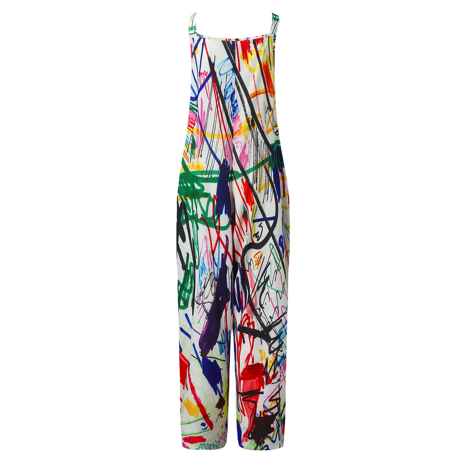 Damen Overall Jumpsuit Langarm mit Spaghettiträgern Drucktaschen Eleganter Spielanzug für Frauen Bequemer Freizeitanzug Modischer Einteiler