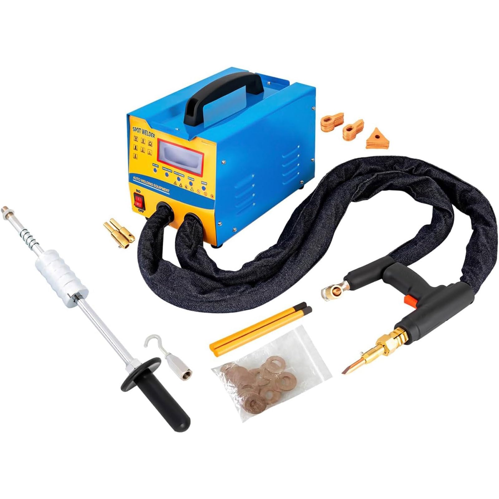 Soldadora por puntos extractora de abolladuras, kit de reparación de abolladuras con soldadora de pernos de 6 kW, máquina de soldar por puntos de 7 modelos con protección contra sobrecalentamiento