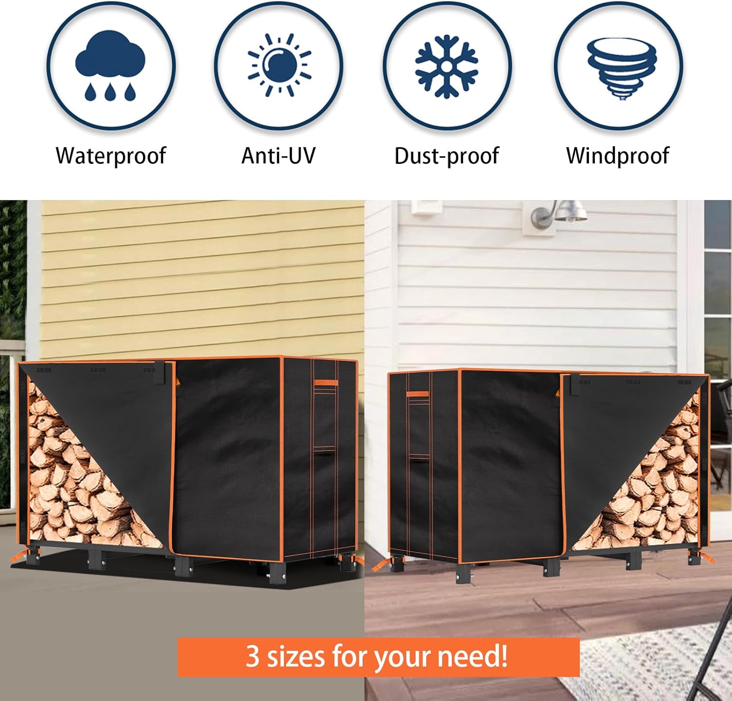 GREENER Heavy Duty Wood Rack Cover - 4FT, Waterproof & Weather Resistant, PVC Coated - Fits Tikimilor, ULIOK, NANNARDOSO