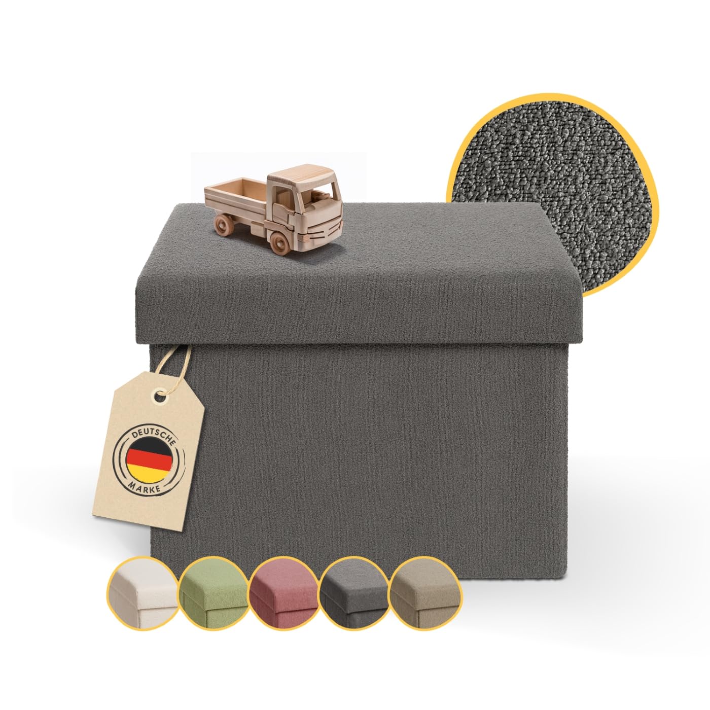 Laleni Sitzbank mit Stauraum - Truhenbank mit Stauraum 41x31 cm - kleine Sitztruhe mit Stauraum - Sitzwürfel - Aufbewahrungsboxen - Sitzbank klein - Polsterhocker - Sitzhocker - Sitzbox in Anthrazit