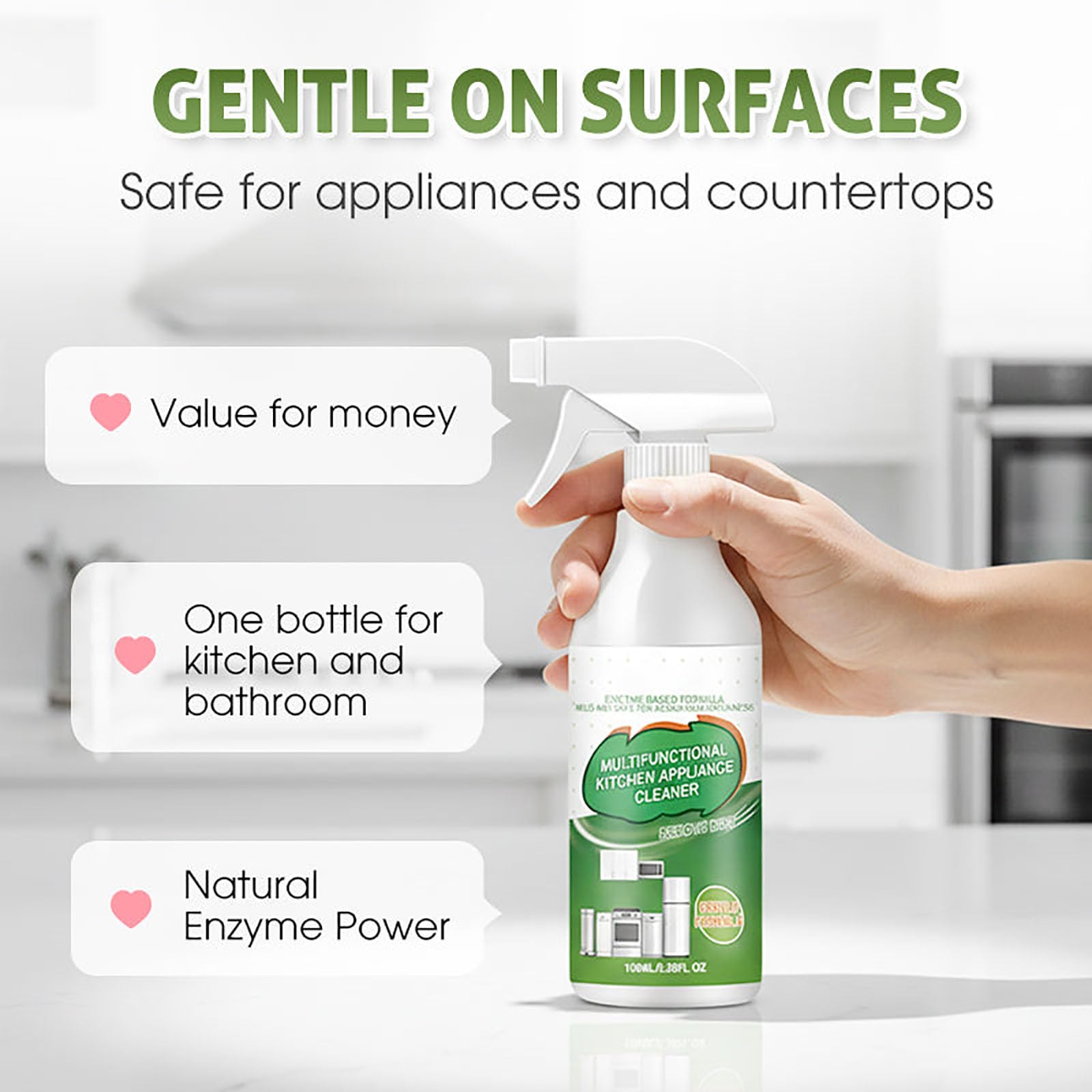 Detergente schiumogeno enzimatico multiuso, spray detergente per elettrodomestici da cucina, sgrassatore resistente per rimuovere macchie, versatile, potente e perfetto per la casa (3Pcs)