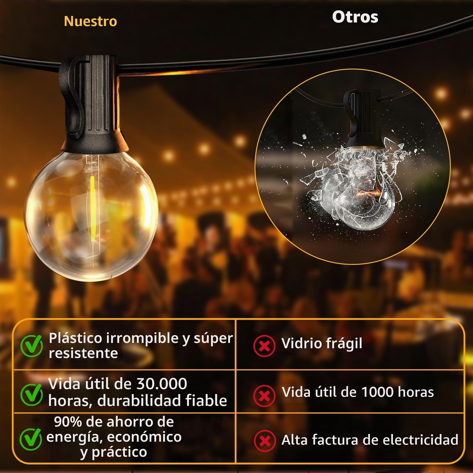 Sprifityy Guirnaldas Luces Exterior Solar,Solar al aire libre cadena (35m)