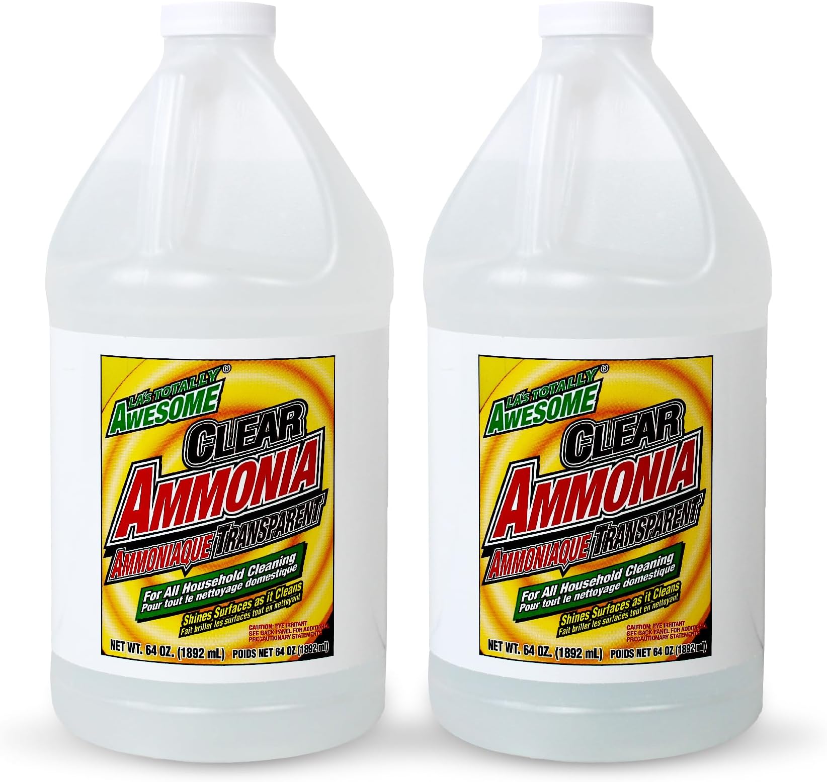 La's Totally Awesome Clear Ammonia, 64 oz, Multipurpose, Multi-Surface Cleaning Solution (Pack of 2)