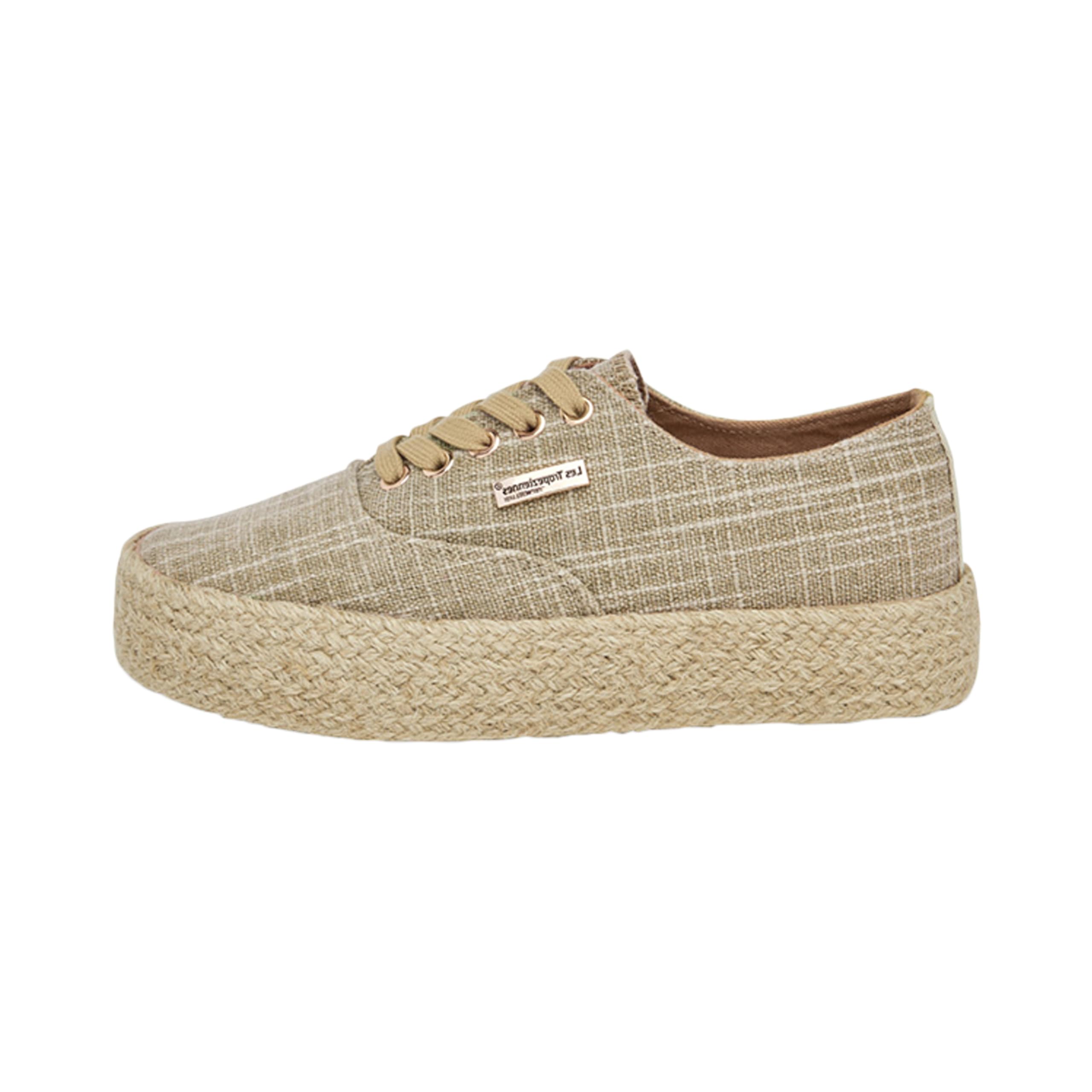 LES TROPEZIENNES PAR M. BELARBI Femme Cosmic Chaussures Detente Tennis Lacet, Beige-​Or, 36 EU