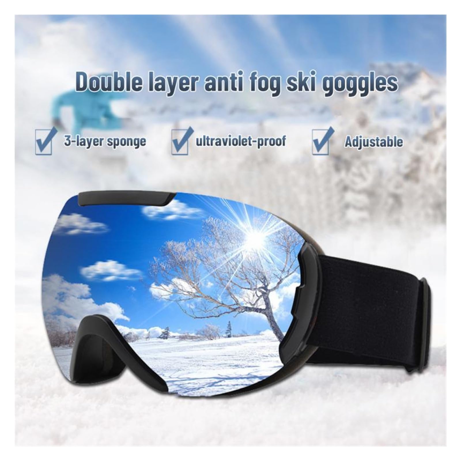 Gafas de esquí - Gafas de esquí antirradiación Gafas de esquí a Prueba de Viento - Gafas de esquí antiniebla de Doble Capa Gafas esféricas Grandes Gafas para Exteriores (Color: 01) (2)