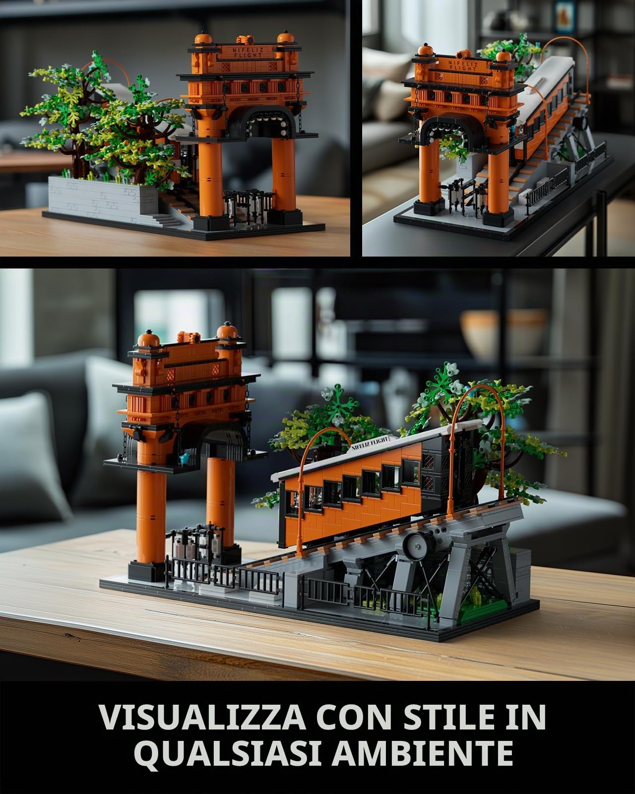 Nifeliz set di costruzioni di ferroviarie per Adulti, Modello da esposizione di funivia d'epoca per la decorazione, treno collezione regalo per Uomo o Donna (2893 pezzi, NF10294)