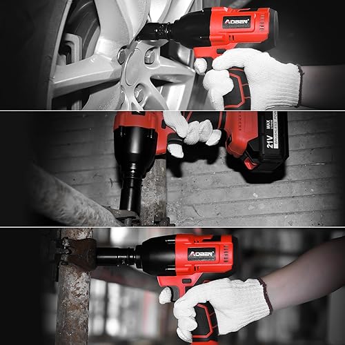 Miniatura 7 de AOBEN Llave de impacto inalámbrica de 12 pulgada, kit de pistola de impacto de potencia máxima de 600 N. M450 pies-libras, destornillador de impacto