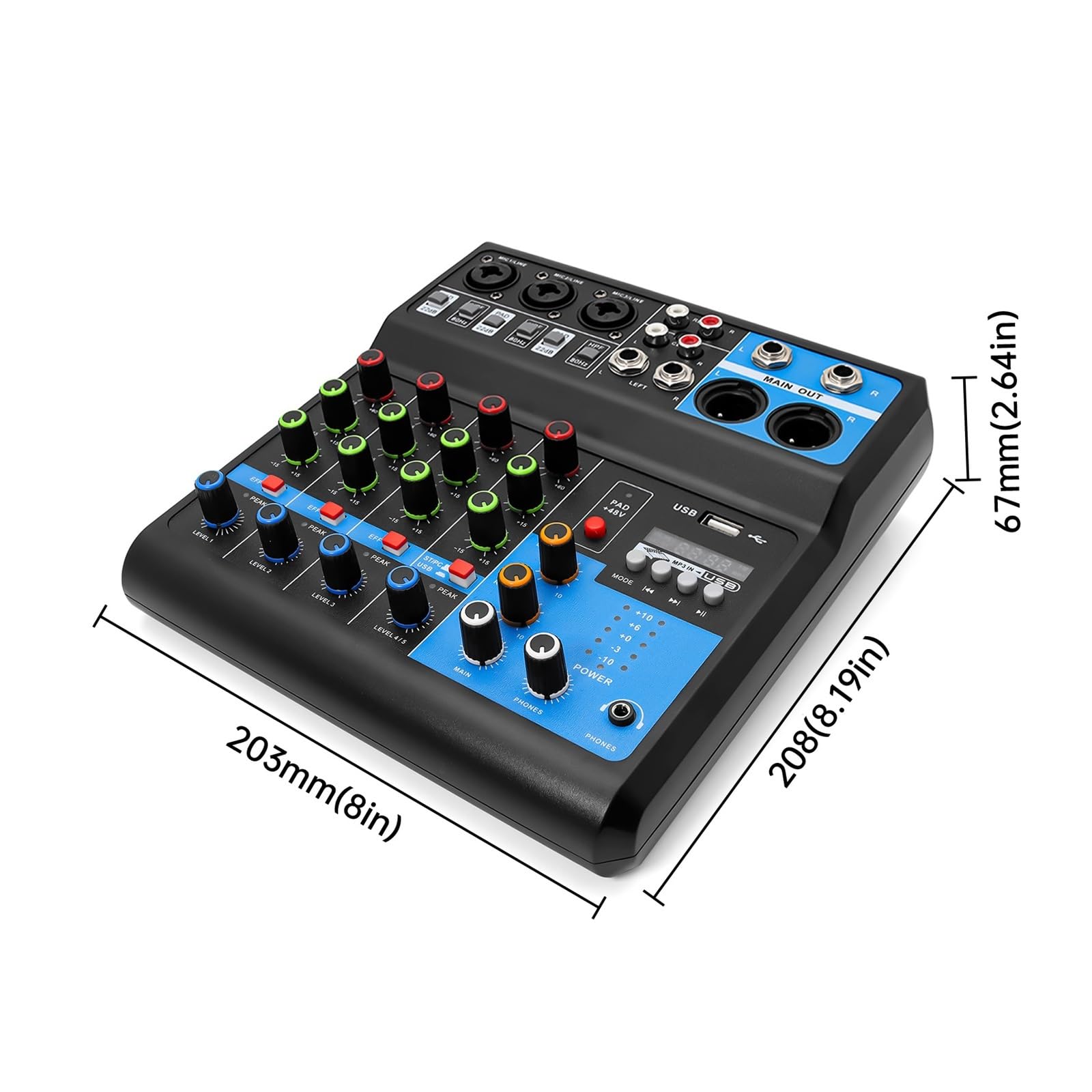 Mezclador de Sonido Profesional de 5 vías para grabación por computadora, Unidad Libre, Tarjeta de Sonido, Consola de Mezclas, Equipo de Audio Profesional, Mezclador de Alto Rendimiento para DJ