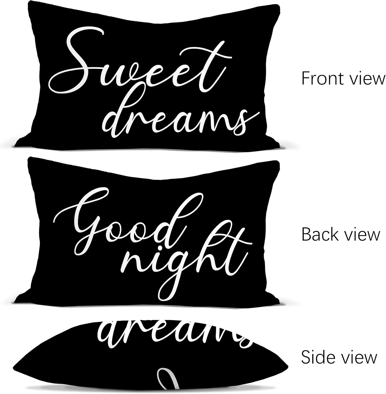 Rusenbao Sweet Dreams Black Throw Pillows Covers 20 x 12 inch