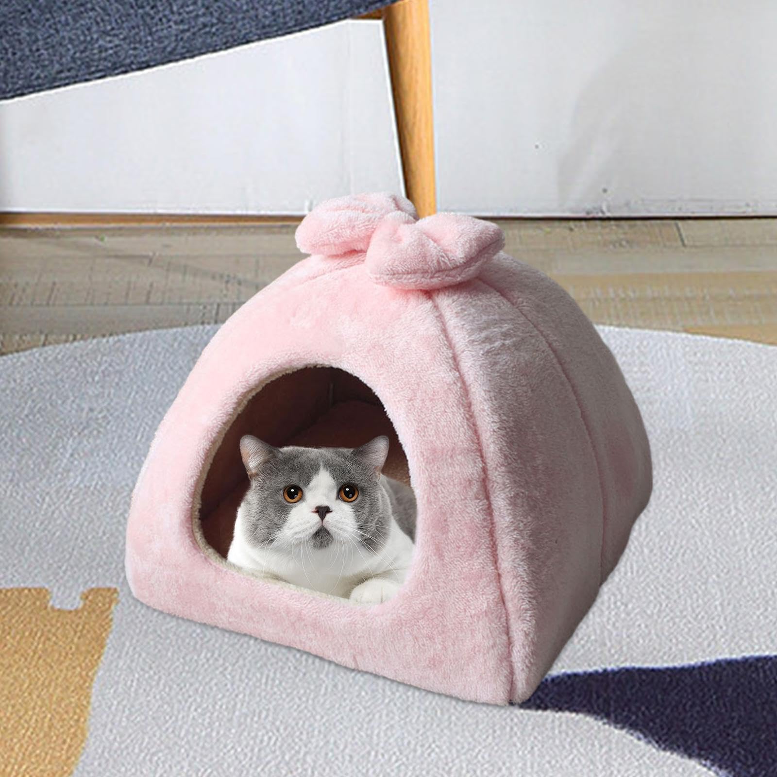 Hunde Und Katzenbett, Katzennest, Gemütliches Kissen für Drinnen, Selbstheizendes Katzennest, Haustierzelt, Höhlenbett für Hunde, 45cmx45cm